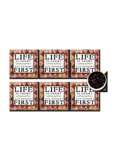 Buy 6-Piece Printed Coaster Set Multicolour 7x7cm in Egypt