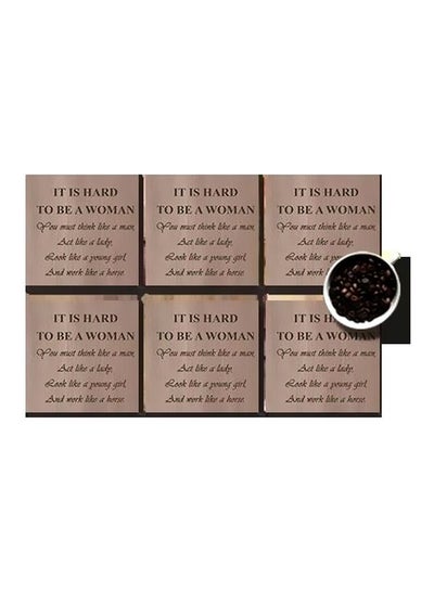 اشتري 6-Piece Printed Coasters Set Brown 7x7 سنتيمتر في مصر