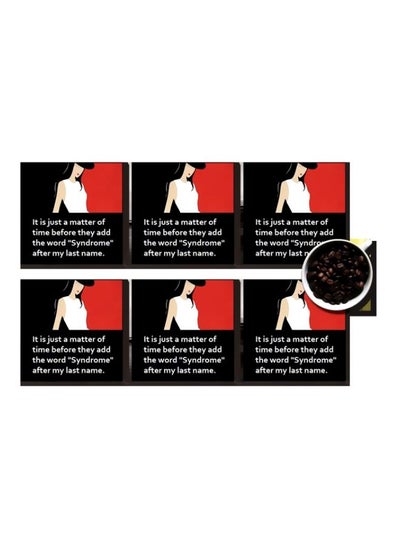 Buy 6-Piece Printed Coasters Set Black/Red/White 7x7cm in Egypt