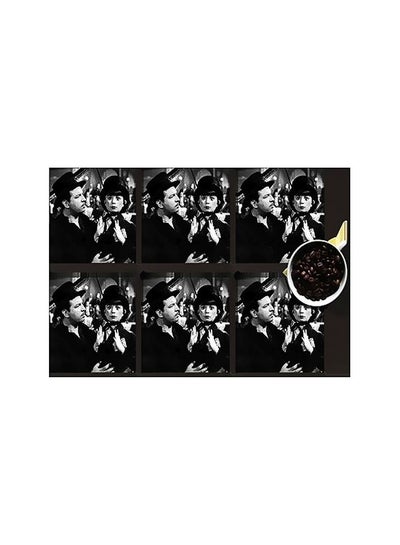 Buy 6-Piece Printed Coasters Set Black/White 7x7cm in Egypt