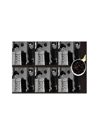 Buy 6-Piece Printed Coasters Set Black/White 7x7cm in Egypt