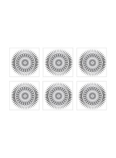 Buy 6-Piece Novelty Magnet Coaster Set White/Black 7x7cm in Egypt