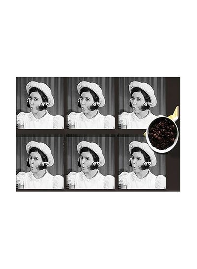 اشتري 6-Piece Printed Coaster Black/White 7x7 سنتيمتر في مصر