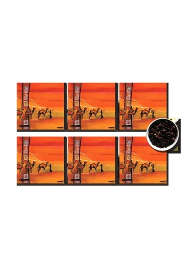 Buy 6-Piece Printed Coaster Orange 7x7cm in Egypt