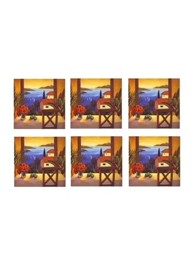 Buy 6-Piece Printed Coaster Multicolour 7x7cm in Egypt