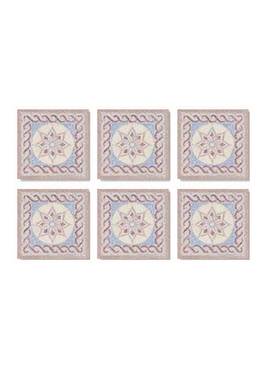 Buy 6-Piece Printed Coaster Brown/Blue/Beige 7x7cm in Egypt