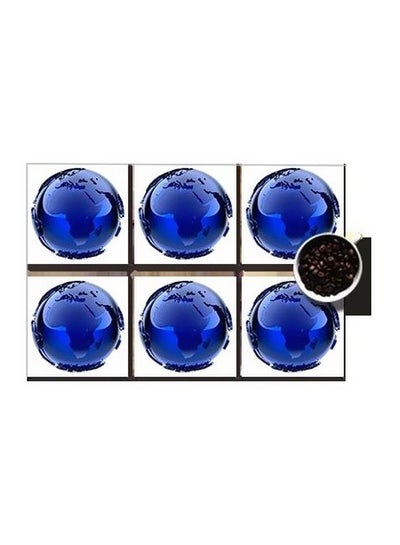 اشتري 6-Piece Printed Coaster Blue/White 7x7 سنتيمتر في مصر