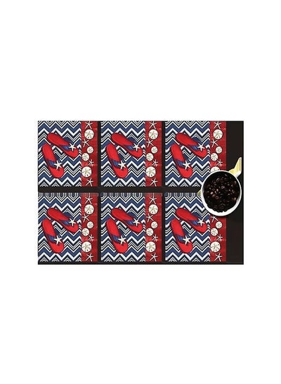 Buy 6-Piece Wooden Coaster Set Blue/Red/White 7x7cm in Egypt