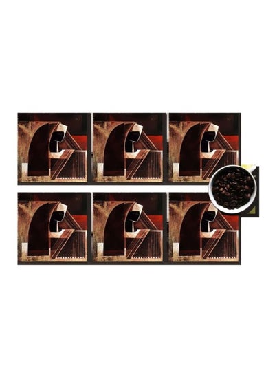 Buy 6-Piece Decorative Coasters Brown 7x7cm in Egypt