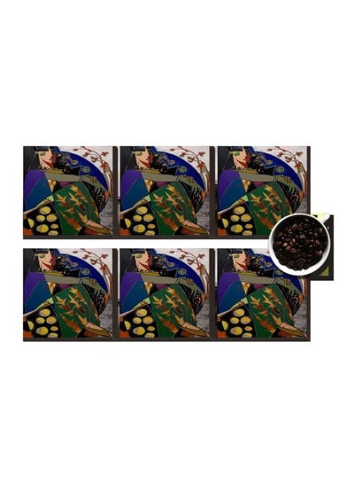 Buy 6-Piece Coaster Set Blue/Green/Yellow 7X7cm in Egypt