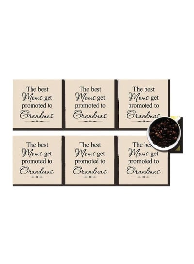 Buy 6-Piece Coaster Set Beige/Black 7X7cm in Egypt