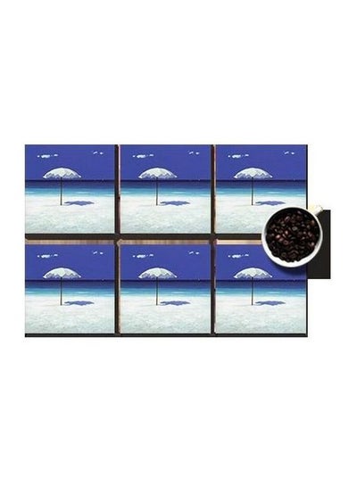 Buy 6-Piece Coaster Set Blue/White 7x7cm in Egypt