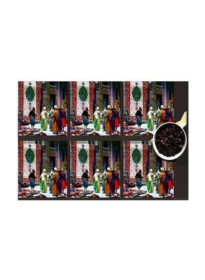 Buy 6-Piece Coaster Set Black/Green/Red 7x7cm in Egypt