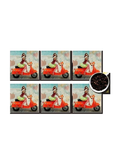 Buy 6-Piece Coaster Set Multicolour 7 x7cm in Egypt