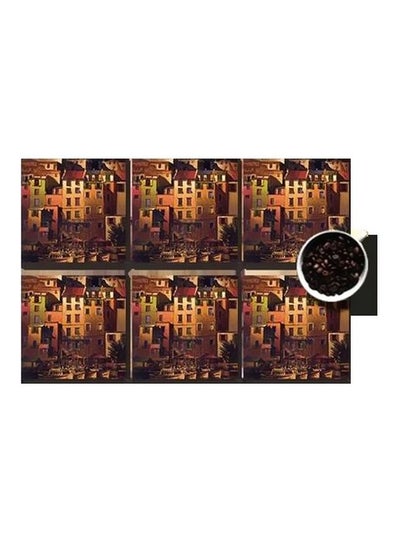 Buy 6-Piece Coaster Set Multicolour 7x7cm in Egypt