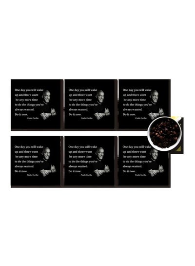 Buy 6-Piece Coaster Set Black/White 7x7cm in Egypt