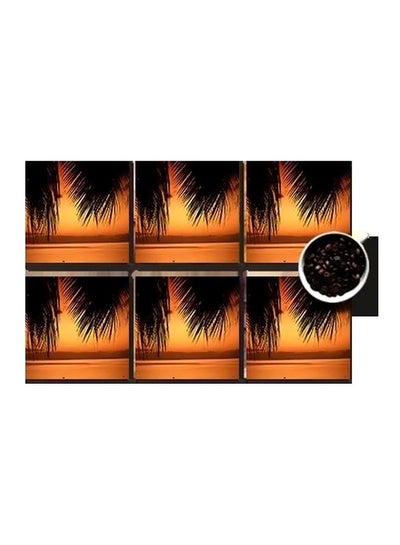 Buy 6-Piece Decorative Coasters Orange/Black 7x7cm in Egypt