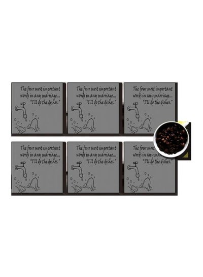 اشتري 6-Piece Decorative Coasters Grey/Black 7 x7 centimeter في مصر