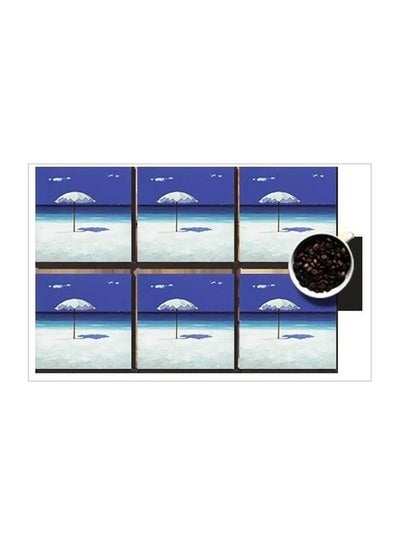 Buy 6-Piece Coaster Set Blue/White 7x7cm in Egypt