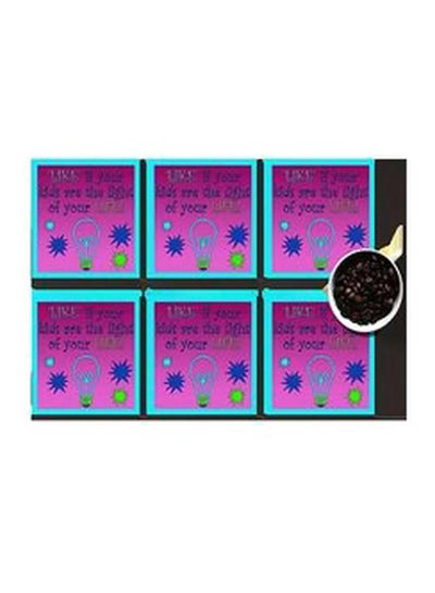 Buy 6-Piece Coaster Set Purple/Blue 7x7cm in Egypt