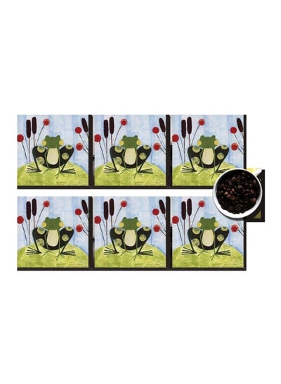 Buy 6-Piece Coaster Set Black/Green/Red 7x7cm in Egypt