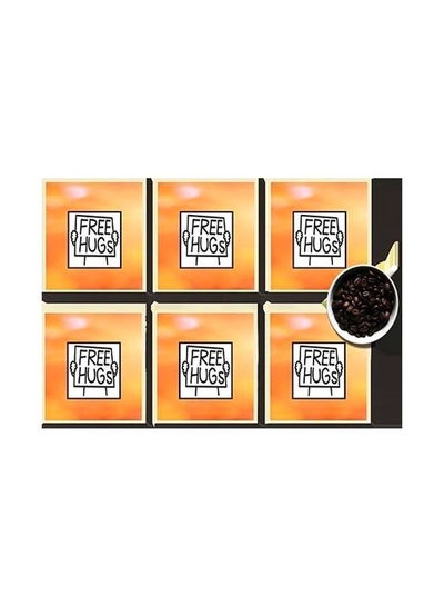 Buy 6-Piece Coaster Set Orange/Black/White 7x7cm in Egypt