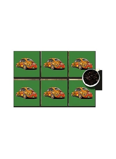 Buy 6-Piece Decorative Coaster Set Green/Yellow/Orange 7x7cm in Egypt