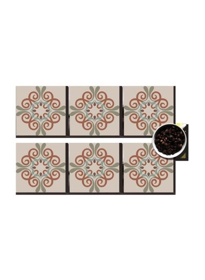 Buy 6-Piece Coaster Set Brown/Green 7x7cm in Egypt