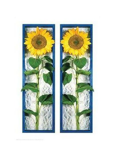 Buy Sun Flower Printed Decorative Wall Poster Yellow/Green/White 34x24cm in Egypt