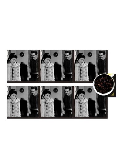 Buy 6-Piece Decorative Coaster Set Black/Grey 7x7cm in Egypt