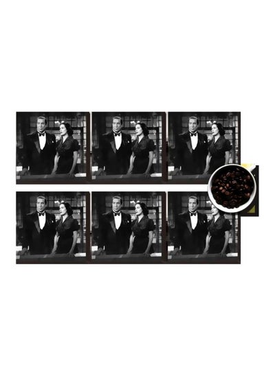 Buy 6-Piece Decorative Coaster Set Black/White 7x7cm in Egypt