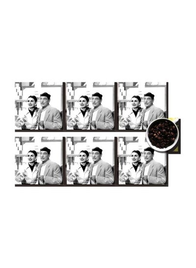 Buy 6-Piece Printed Coaster Set Black/White 7x7cm in Egypt