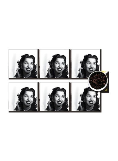 Buy 6-Piece Printed Coaster Set Black/White 7x7cm in Egypt