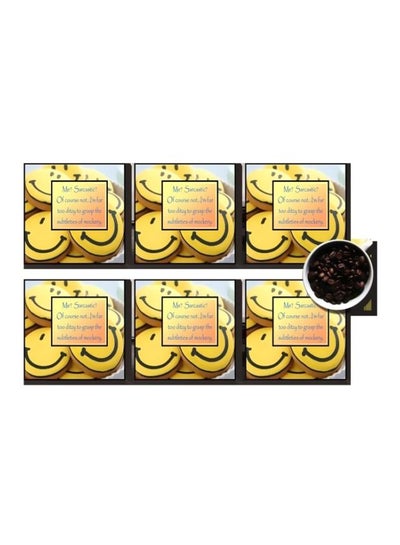 Buy 6-Piece Coasters Set Yellow/Black 7x7cm in Egypt