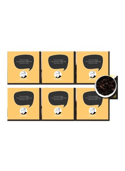 Buy 6-Piece Coasters Set Yellow/Black 7x7cm in Egypt