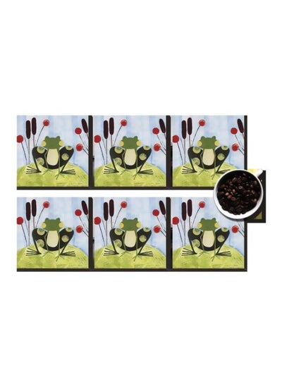 Buy 6-Piece Coasters Set Green/Blue/Black 7x7cm in Egypt