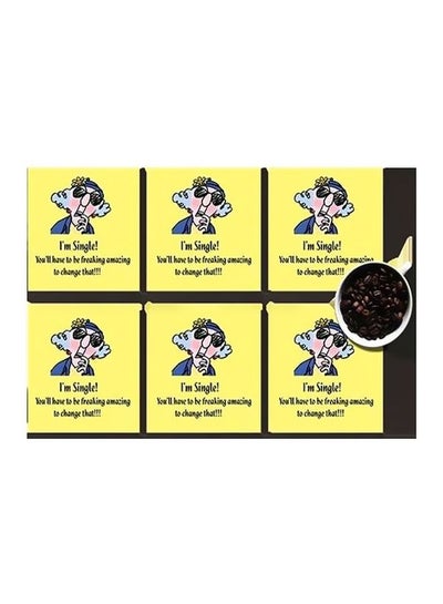 Buy 6-Piece Coasters Set Yellow/Blue/Black 7x7cm in Egypt