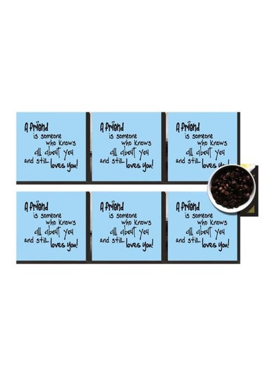 Buy 6-Piece Coasters Set Blue/Black 7x7cm in Egypt