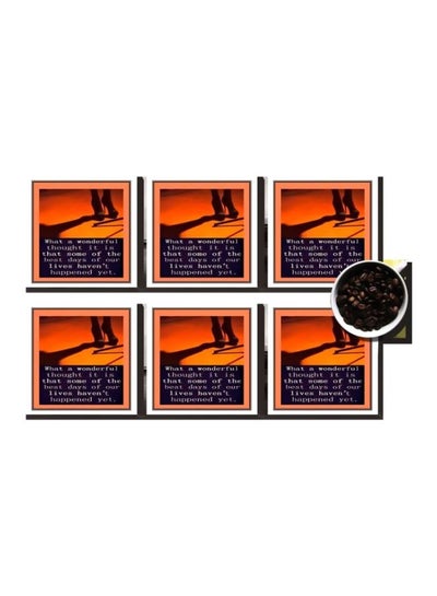 Buy 6-Piece Coasters Set Yellow/Orange/Black 7x7cm in Egypt