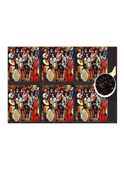 Buy 6-Piece Printed Coaster Set Multicolour 7x7cm in Egypt