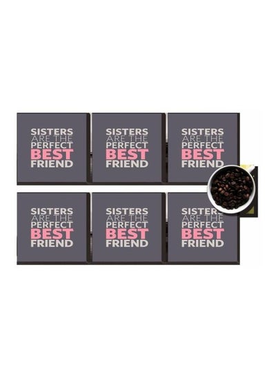 اشتري 6-Piece Printed Coaster Set Grey/White/Pink 7x7 centimeter في مصر