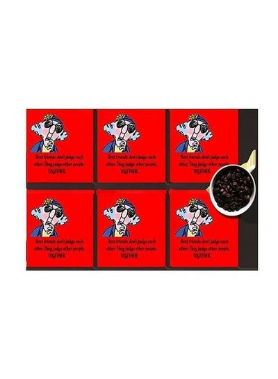 Buy 6-Piece Printed Coaster Set Red/Blue/Black 7x7cm in Egypt