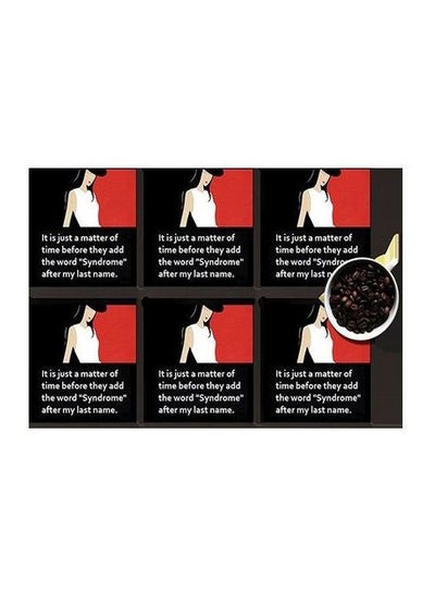 Buy 6-Piece Printed Coaster Set Red/White/Black 7x7cm in Egypt