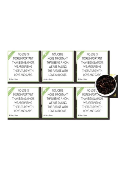 Buy 6-Piece Printed Coaster Set White/Green/Black 7x7cm in Egypt