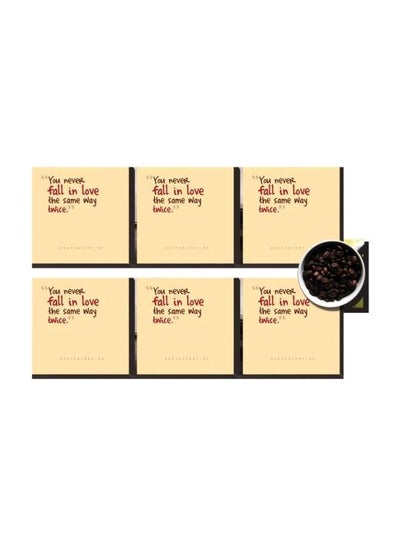 Buy 6-Piece Printed Coaster Set Beige/Red/Brown 7x7cm in Egypt