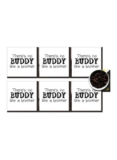 Buy Set Of 6 Decorative Coasters White/Black 7x7cm in Egypt