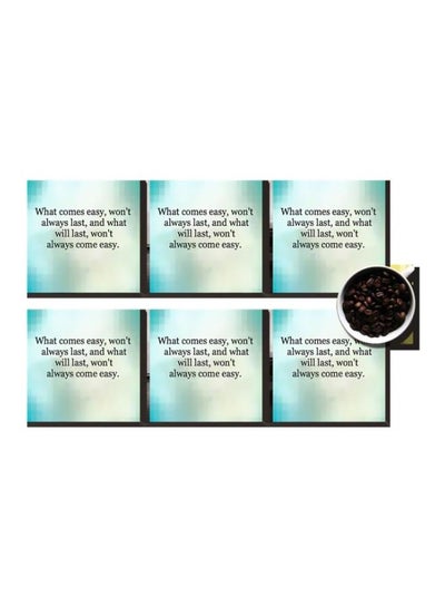 Buy Set Of 6 Decorative Coasters Green/Beige/Black 7x7cm in Egypt