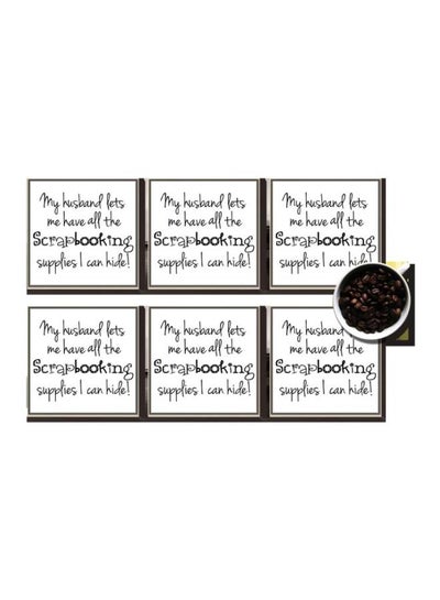 اشتري Set Of 6 Decorative Coasters White/Black 7x7 سنتيمتر في مصر