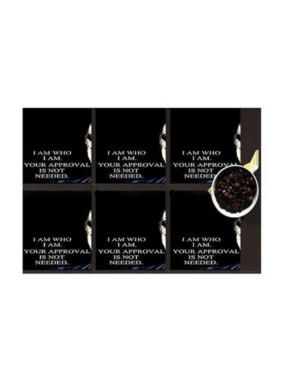 Buy 6-Piece Decorative Coaster Set Black/White 7x7cm in Egypt