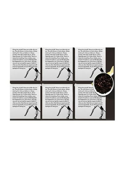 Buy 6-Piece Decorative Coaster Set White/Black 7x7cm in Egypt